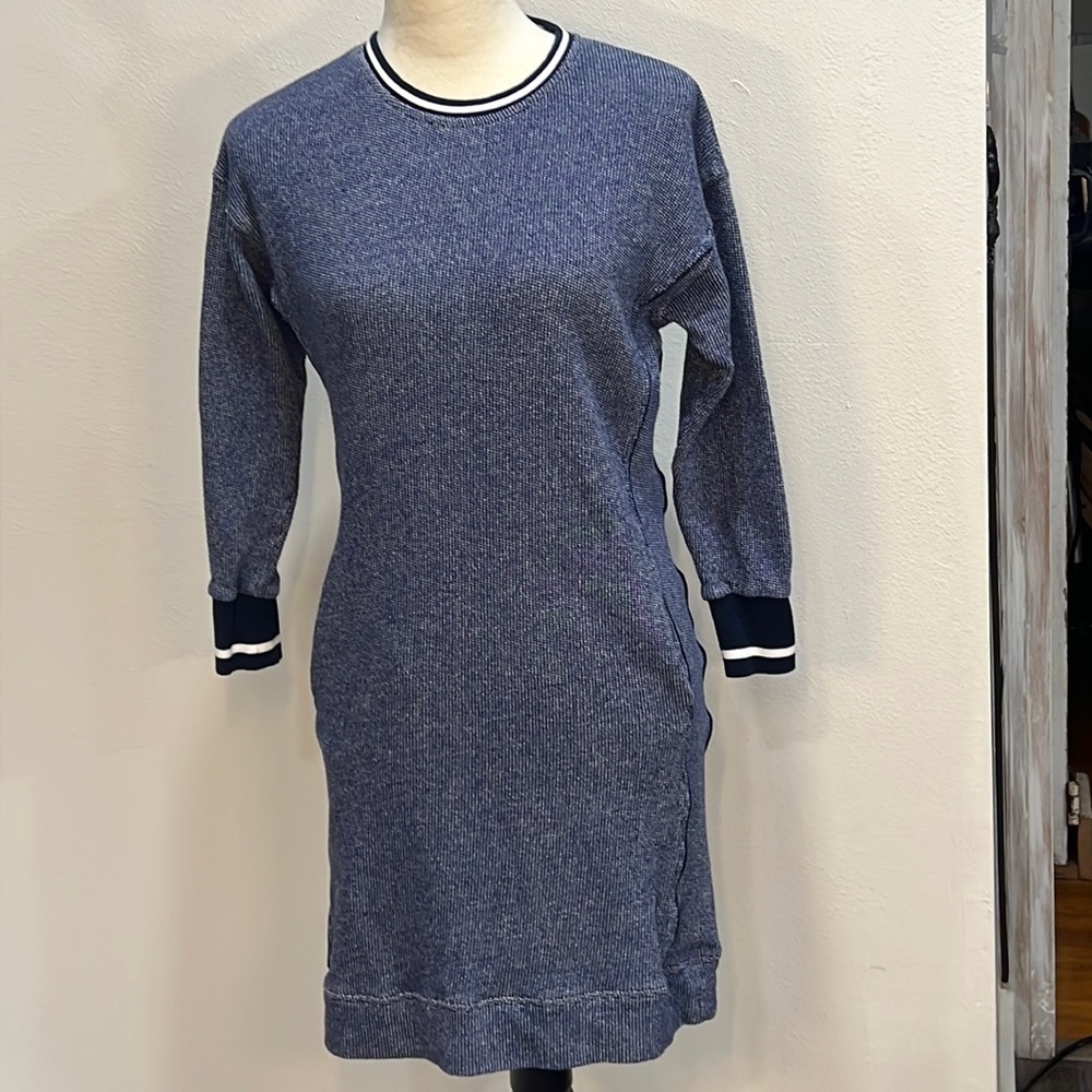 VINEYARD VINES SWEATSHIRT DRESS SZ XXS NAVY WHITE MARLED COTTON STRETCHY